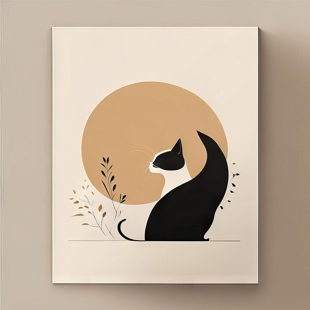 Foto ilustración minimalista de gato