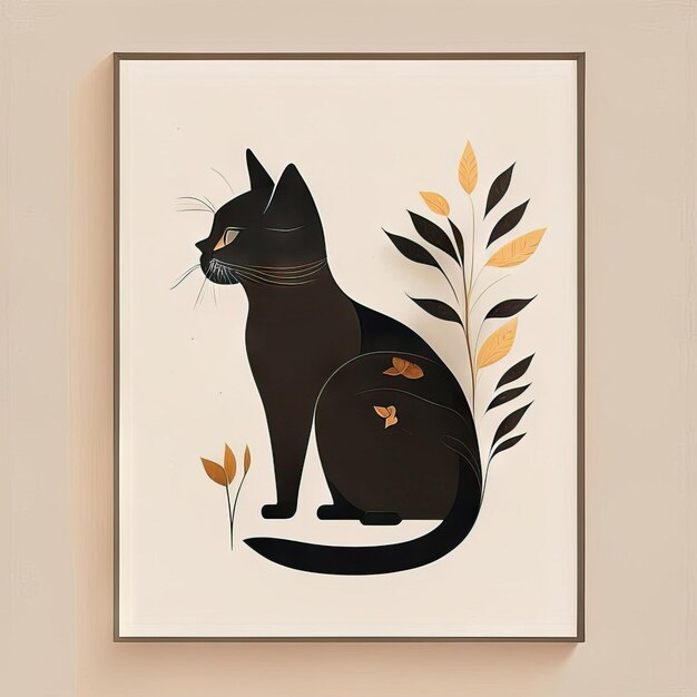 Ilustración minimalista de gato