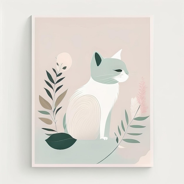 Foto ilustración minimalista de gato