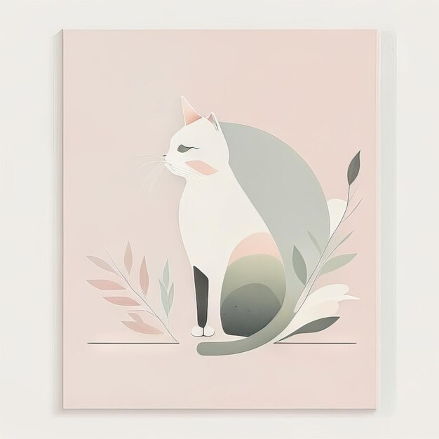 Foto ilustración minimalista de gato