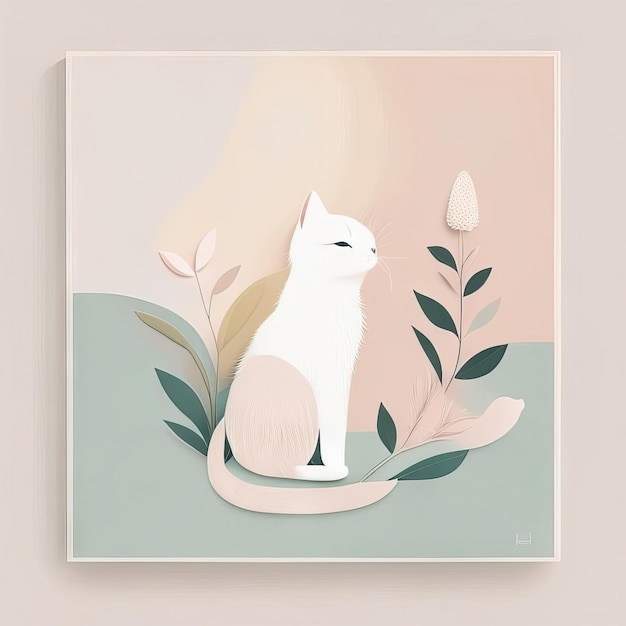 Foto ilustración minimalista de gato