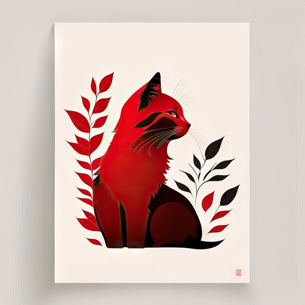 Ilustración minimalista de gato