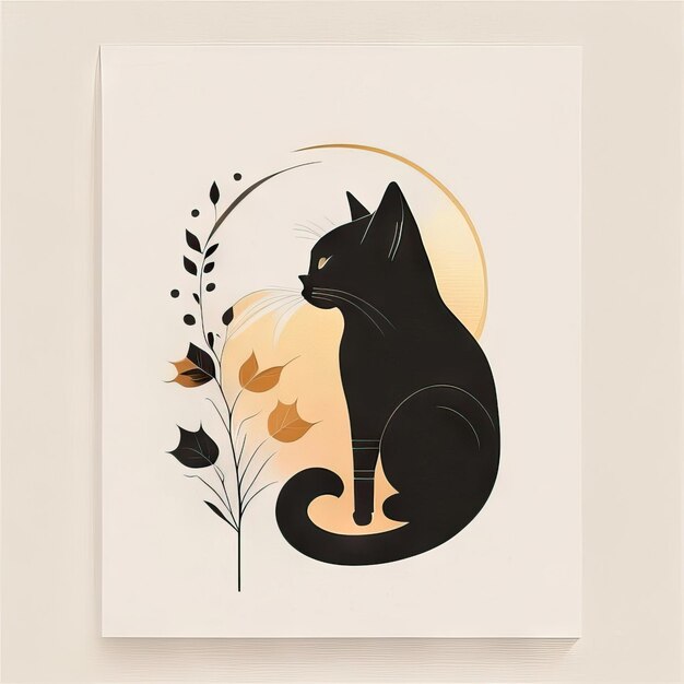 Foto ilustración minimalista de gato