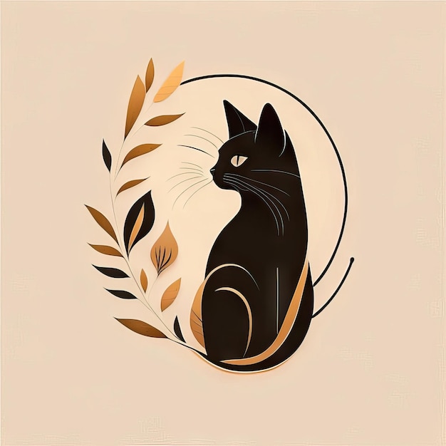 Ilustración minimalista de gato