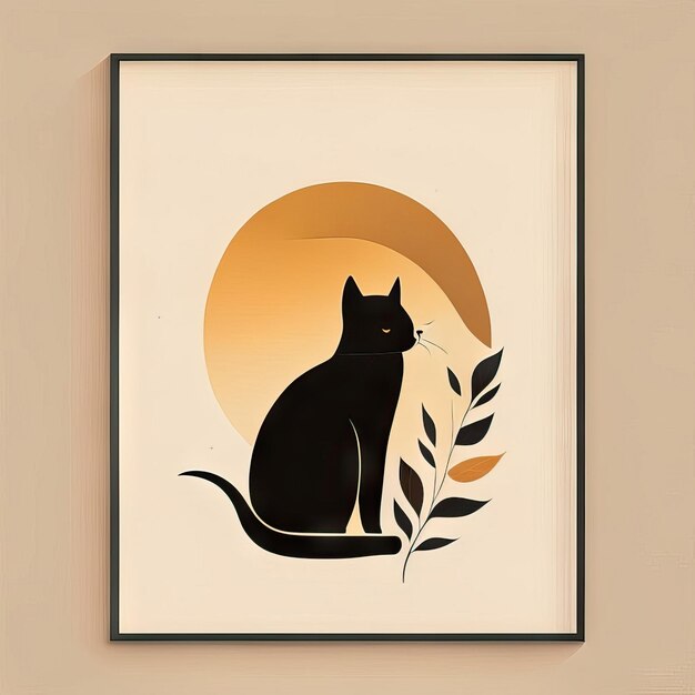 Foto ilustración minimalista de gato