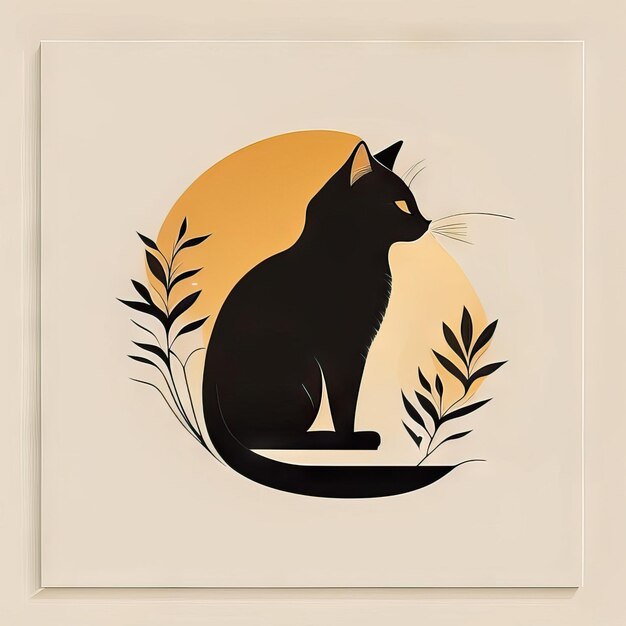 Foto ilustración minimalista de gato