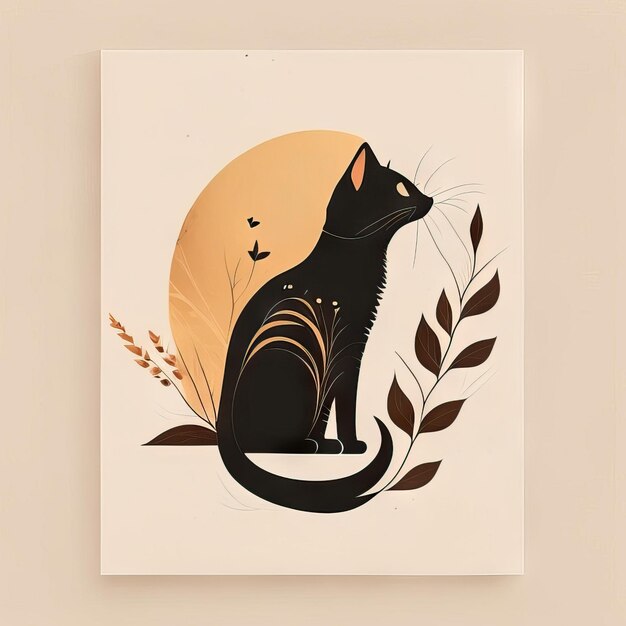 Ilustración minimalista de gato