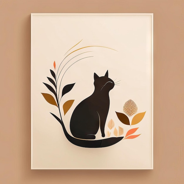 Foto ilustración minimalista de gato