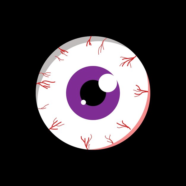 Ilustración minimalista del icono del ojo en un fondo negro concepto de Halloween