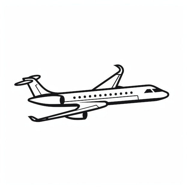 Ilustración minimalista en línea negra de un avión de pasajeros