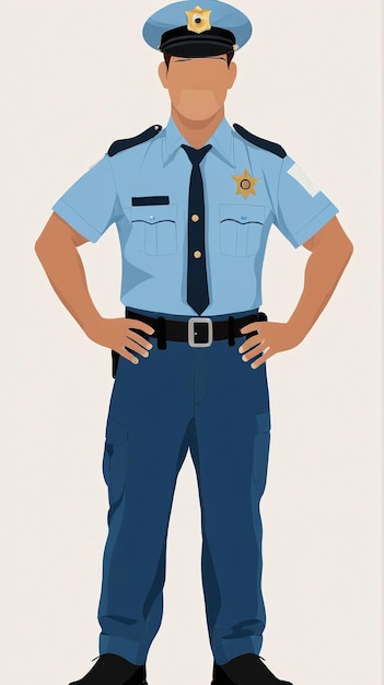 Ilustración minimalista de un oficial de policía en uniforme