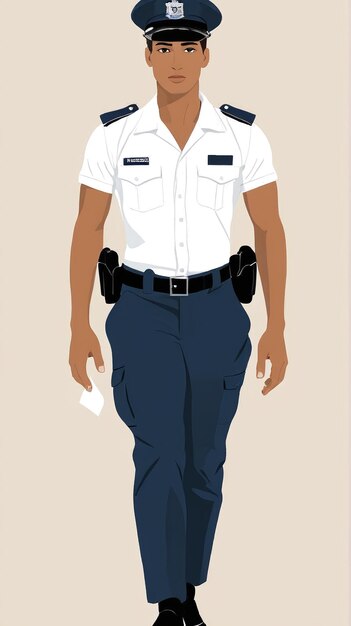 Ilustración minimalista de un oficial de policía en uniforme