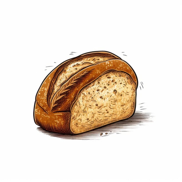 Ilustración minimalista del pan con pigmentación explosiva