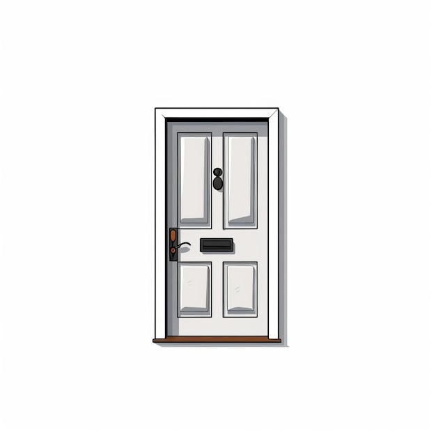 Ilustración minimalista de una puerta delantera blanca