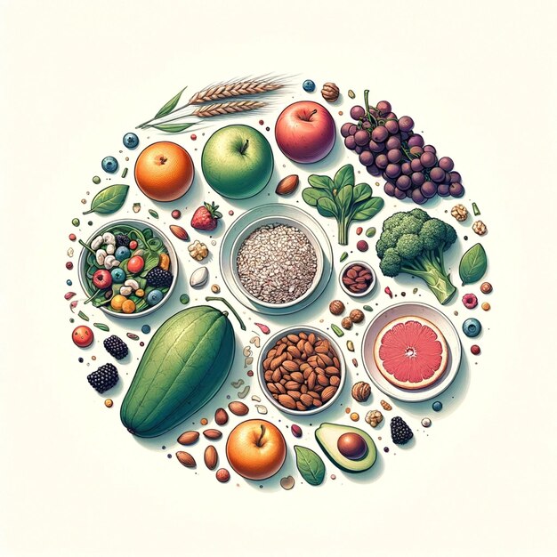 Foto ilustración minimalista que representa el concepto de una alimentación saludable