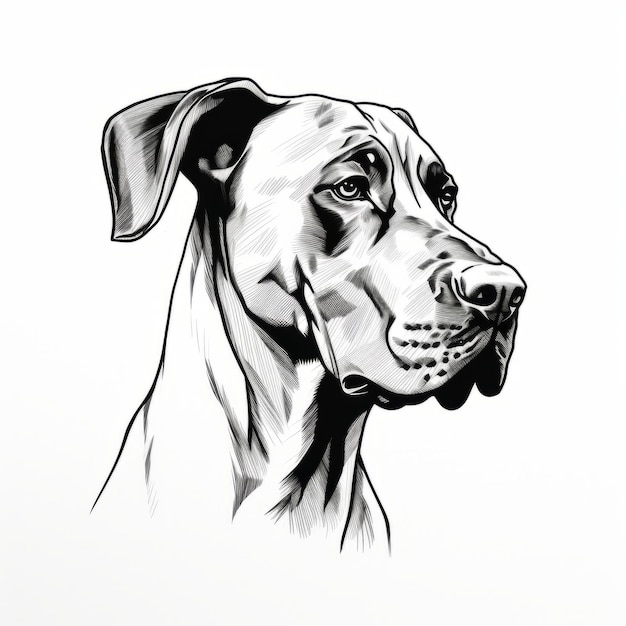 Ilustración minimalista de silueta de cabeza de perro gran danés