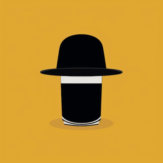 Ilustración minimalista de sombrero negro con temas de la cultura judía retro