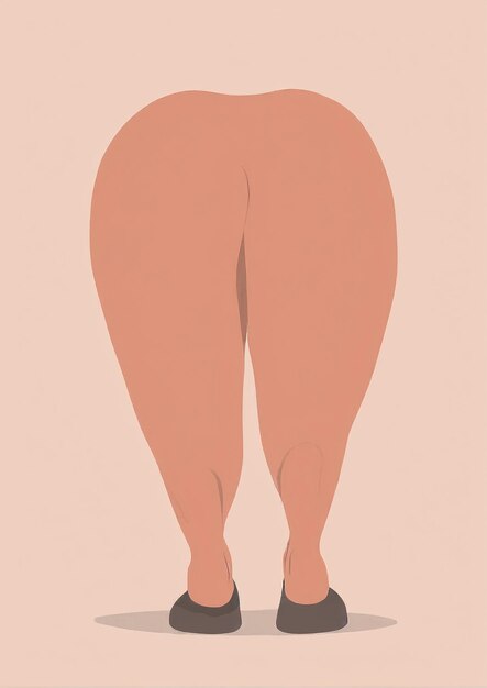 Ilustración minimalista del trasero de una mujer con la parte inferior de la pierna hacia arriba