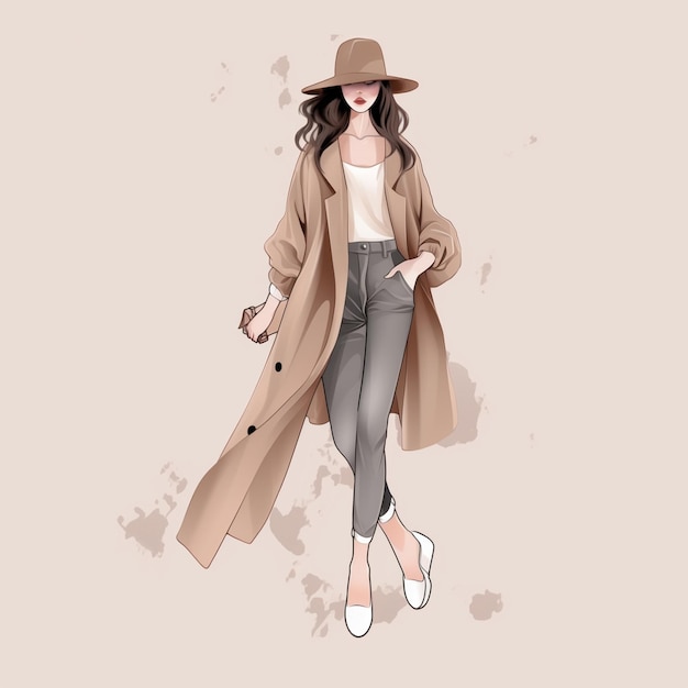 Foto ilustración de moda mujer bien vestida