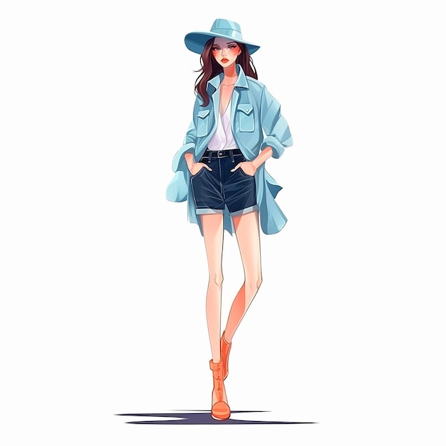 Ilustración de moda mujer bien vestida