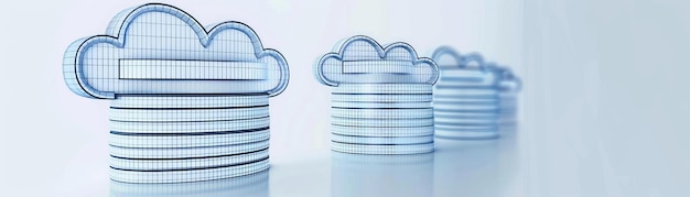 Ilustración Modelo 3D Icono de línea curva mínima en forma de almacenamiento en la nube o red