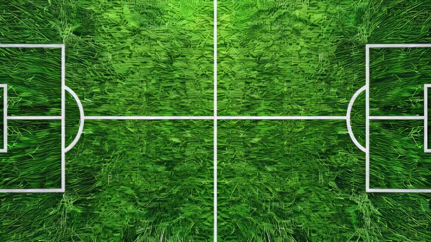 Foto ilustración moderna 3d realista de la textura del campo de fútbol fondo de césped verde con hierba y líneas horizontales blancas estadio de arena deportiva para torneo de competición de juego de fútbol 3d realista