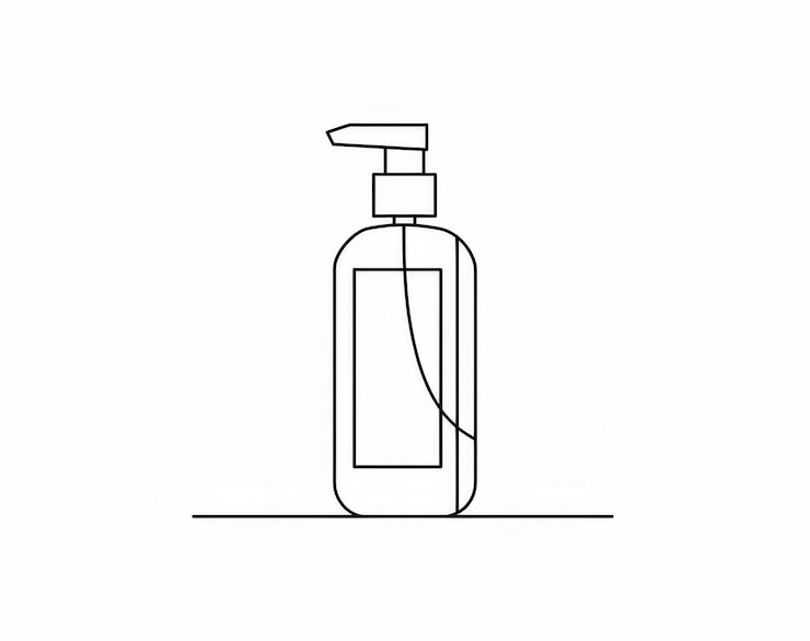 Foto la ilustración moderna de arte de línea muestra un dibujo de línea continua de una botella de crema cosmética el trazo alrededor del arte de línea se puede editar