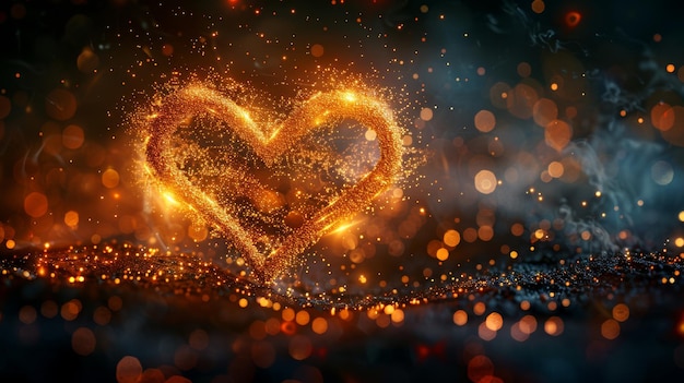 Ilustración moderna de un corazón de oro con una línea en espiral que simboliza el amor