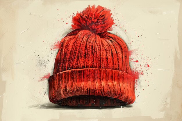 Foto ilustración moderna de la gorra de punto roja
