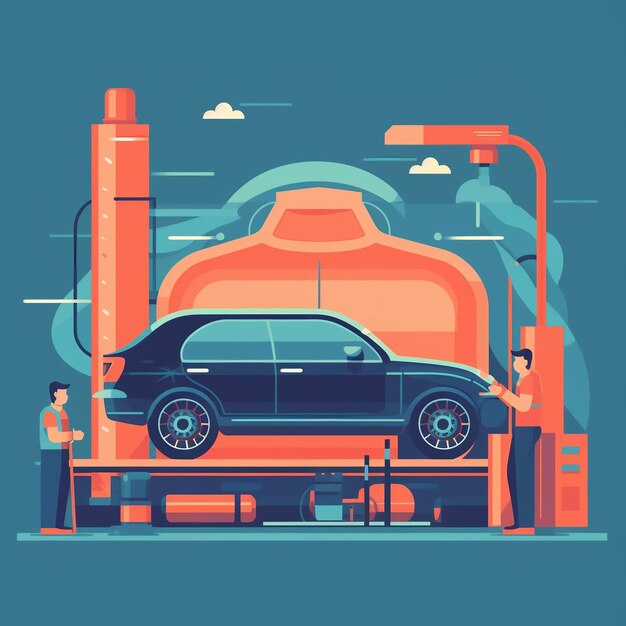 Ilustración moderna de lavado de autos y servicio de autos