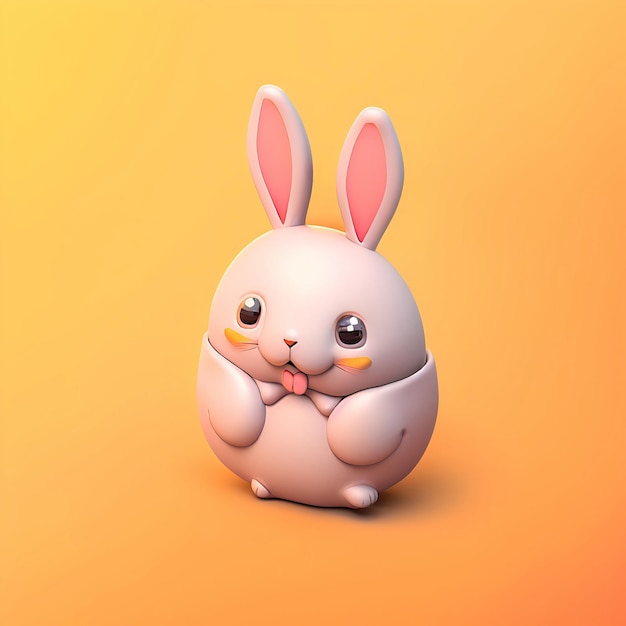 Ilustración moderna de un lindo conejo de juguete sobre un fondo naranja conejo de Pascua generativo ai feliz Pascua