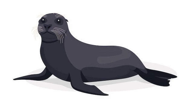 Foto ilustración moderna plana de una foca mamífero acuático aislado sobre fondo blanco animales pinípedos que habitan regiones frías ilustración de la especie de depredador semimarino phoca phocidae