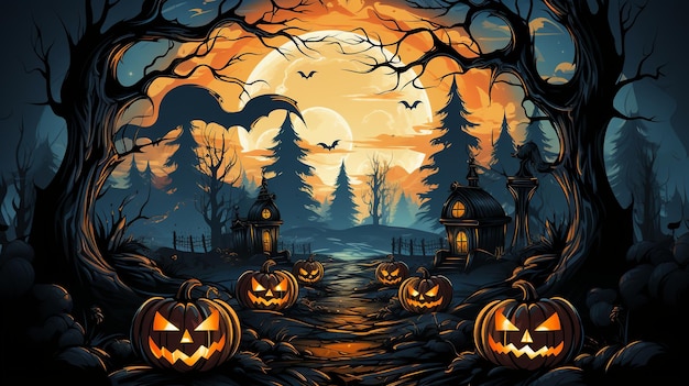 ilustración moderna que representa el día de halloween