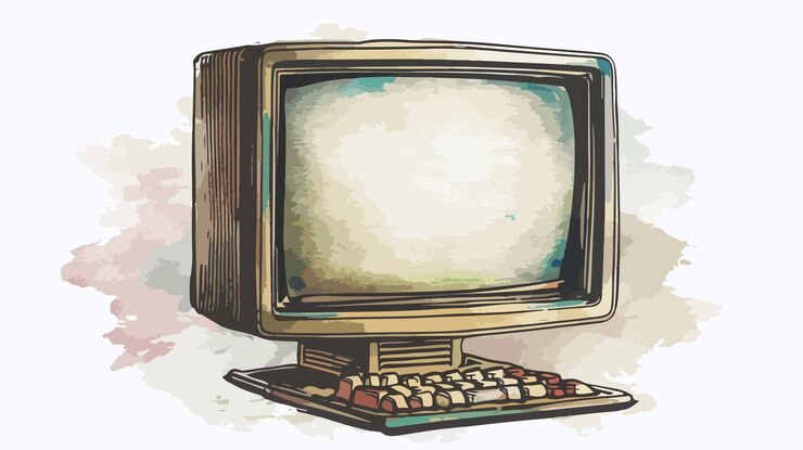 Foto ilustración de un monitor de computadora dibujado a mano
