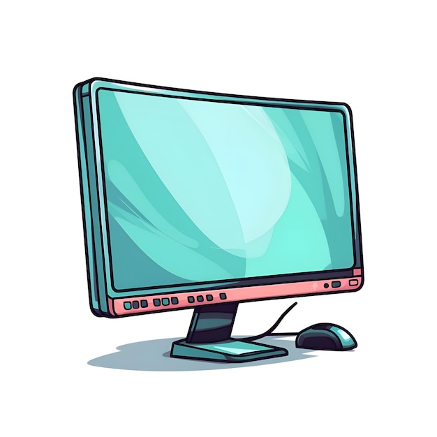 Ilustración de un monitor de computadora con una pantalla en blanco sobre un fondo blanco