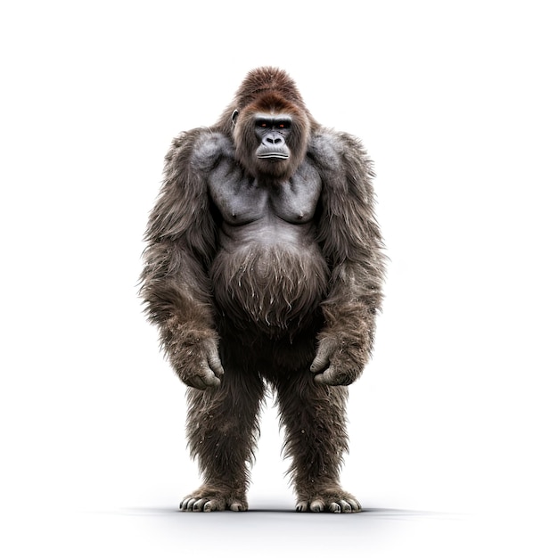 Ilustración de un mono parado frente a un fondo blanco IA generativa