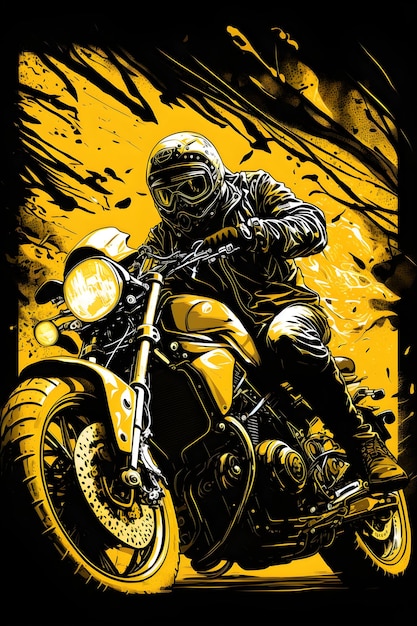 Foto ilustración motocicleta negra y amarilla