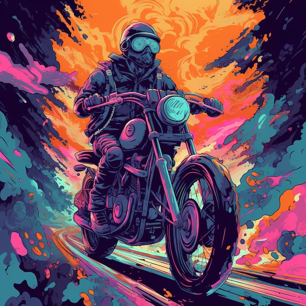 Ilustración de una motocicleta retro