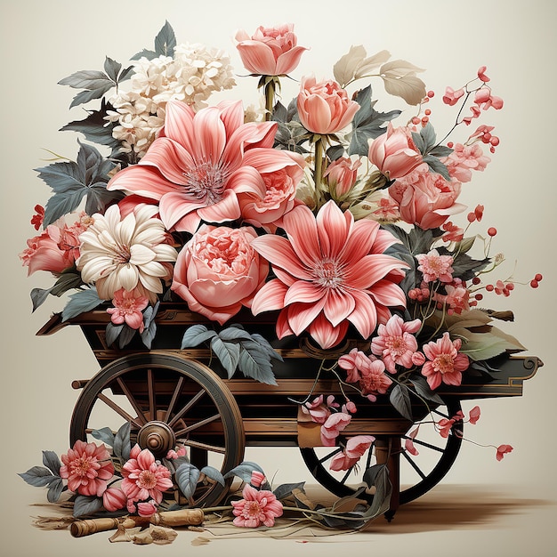 Ilustración de muebles florales vintage