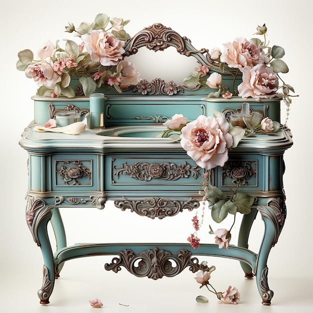 Ilustración de muebles florales vintage