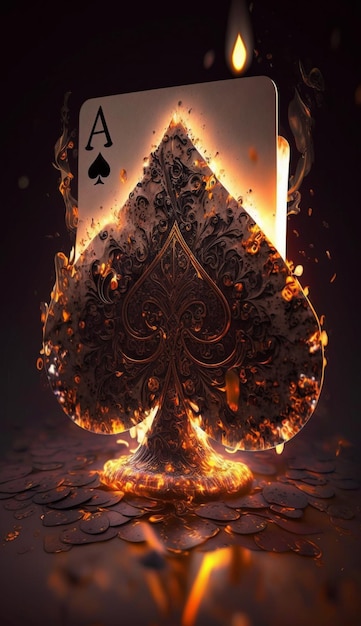 En esta ilustración se muestra un as de picas en llamas.