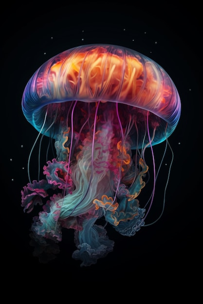 En esta ilustración se muestra una medusa de colores.