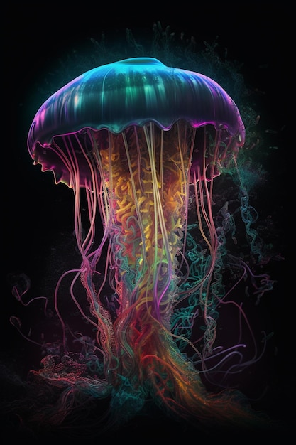 En esta ilustración se muestra una medusa de colores.