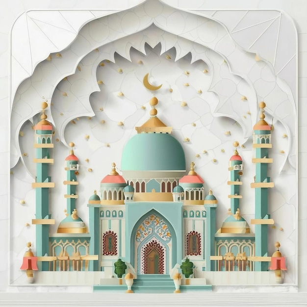 Ilustración de muharram de estilo papel genético ai