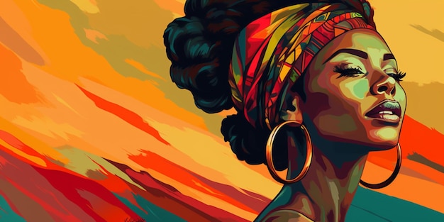 Ilustración de mujer africana en colores nacionales de África día de la libertad día de la emancipación generativa a