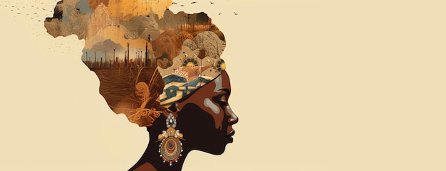 Ilustración de mujer africana en colores nacionales de África día de la libertad día de la emancipación generativa a