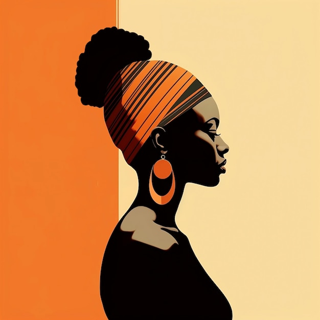 Ilustración de mujer africana en vista de perfil IA generativa