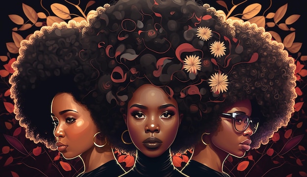 Ilustración de una mujer afroamericana con estilo cGenerative AI