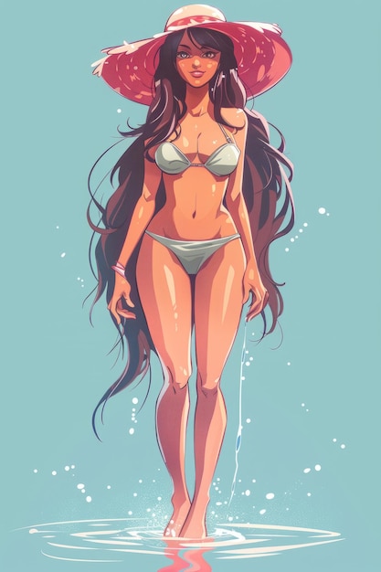 Ilustración de una mujer en bikini