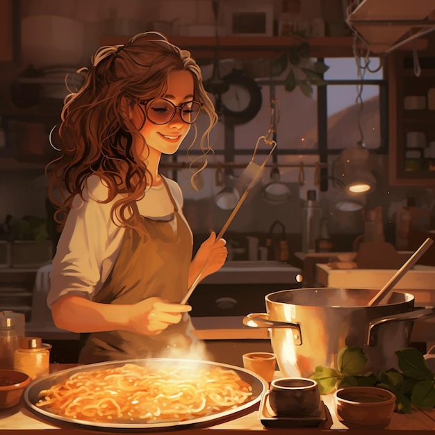 Foto ilustración de una mujer cocinando